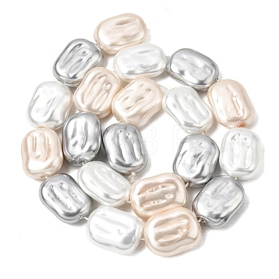 Electroplated Glass Shell Pearl Beads Strands BSHE-B009-F04-01-1