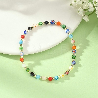 Handmade Millefiori Glass Round Beads Stretch Bracelets for Women BJEW-JB14236-1