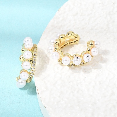 Brass Micro Pave Cubic Zirconia Cuff Earrings CU-CBAE7DF-34G-1