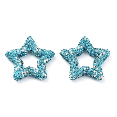Star Shape Polymer Clay Rhinestone Beads CLAY-NH0001-06K-1