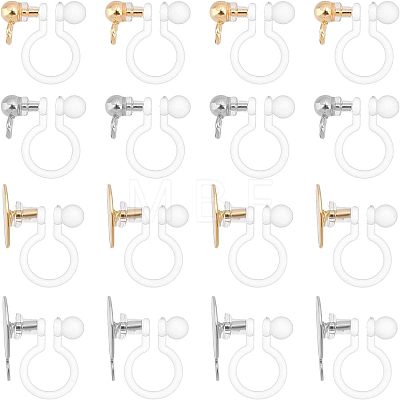 Unicraftale 32Pcs 4 Style 304 Stainless Steel & Plastic Clip-on Earring Findings STAS-UN0037-98-1