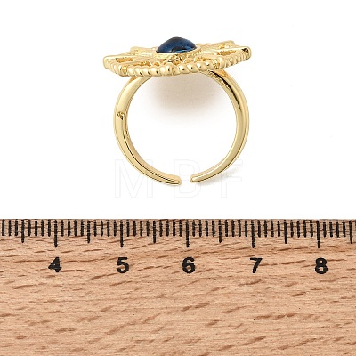 Brass Resin Cuff Open Rings for Women RJEW-K264-13G-1