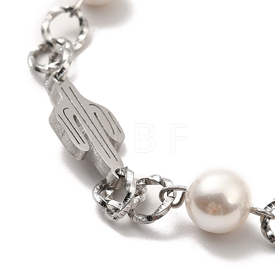 CCB Pearl Beads & 304 Stainless Steel Link Bracelet for Women BJEW-C025-01P-1
