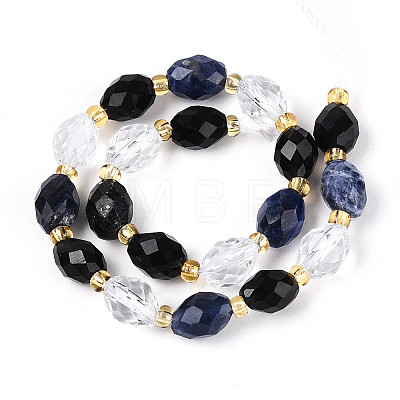 Natural Obsidian & Sodalite & Quartz Crystal Beads Strands G-N358-04A-02-1