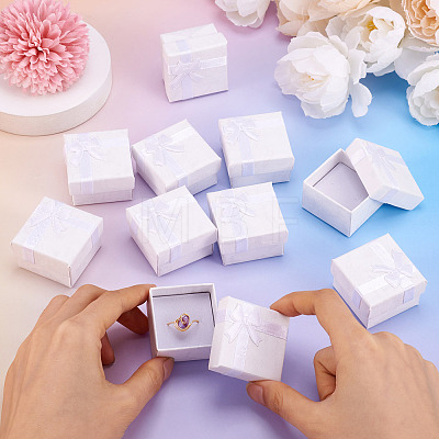 Square Paper Jewelry Ring Gift Boxes with Bowknot CON-TAC0010-80E-1