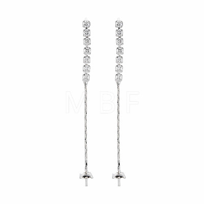 Brass Micro Pave Clear Cubic Zirconia Stud Earring Findings KK-S360-172A-1