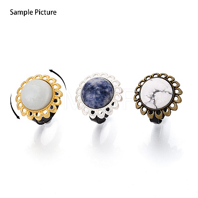 Adjustable Flower Alloy & Iron Bezel Cup Ring Base with Rotatable Tray MAK-T012-08AB-1