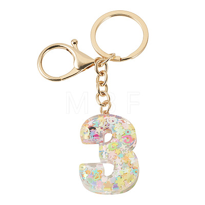 Number 3 Transparent Resin Keychains KEYC-TADJ0001-10C-1