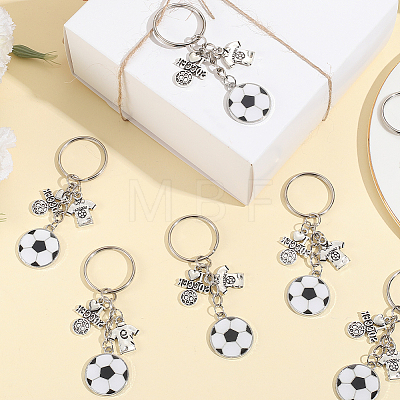 20Pcs Alloy Enamel Football Keychain KEYC-SC00001-1