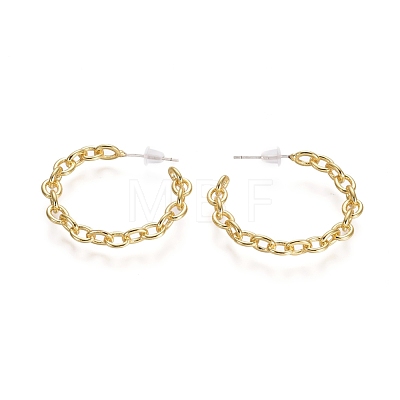 Semicircular Brass Cable Chain Stud Earrings EJEW-E196-11G-1