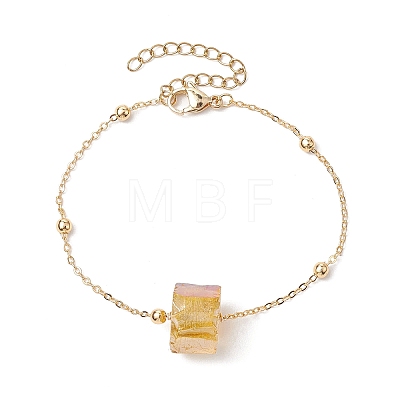 Electroplated Natural Quartz Bead Bracelets BJEW-JB10707-1