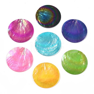 Spray Painted Natural Capiz Shell Pendants X-SSHEL-Z002-01-1