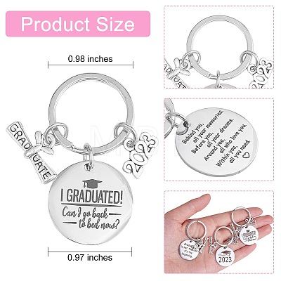 9 Sets Graduation Gift Stainless Steel Keychains Ring For Recent Graduates JX528A-1