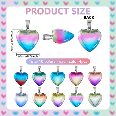 40Pcs 10 Colors Handmade Lampwork Pendants LAMP-PH0001-54-1