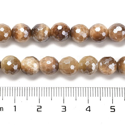 Electroplated Natural Tiger Eye Round Beads Strands G-L598-A04-02-1