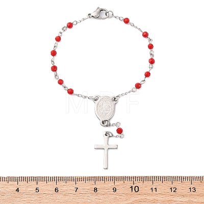 Glass Beads Rosary Bracelets BJEW-A032-04P-02-1