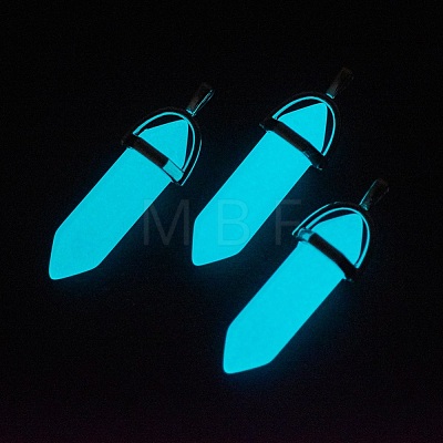 Synthetic Luminous Stone Double Terminated Pointed Pendants G-P359-03A-1