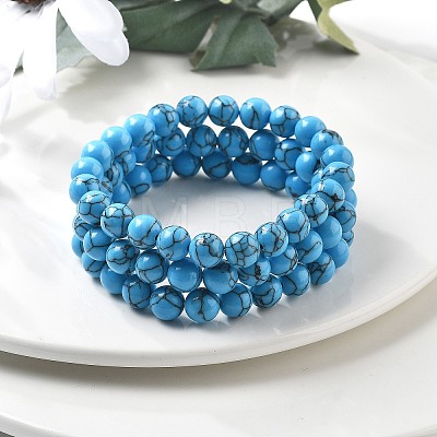 Synthetic Turquoise Jasper Bead Stretch Bracelets BJEW-K212-B-022-1