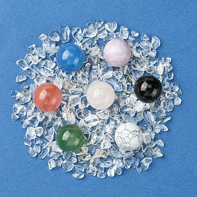 Natural & Synthetic Gemstone Healing Round Ornaments AJEW-FS0001-13A-1