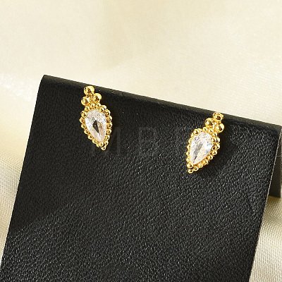 Brass Micro Pave Clear Cubic Zirconia Stud Earrings EJEW-R016-26G-17-1