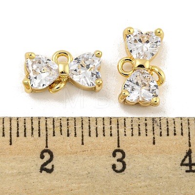 Brass Clear Cubic Zirconia Connector Charms KK-G490-10G-1