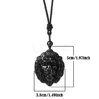 Natural Obsidian Pendant Necklace for Men PW-WG33725-10-1