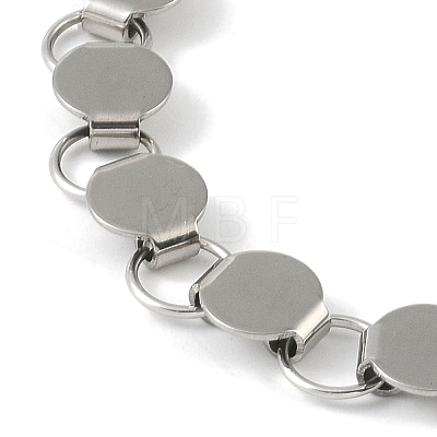 201 Stainless Steel Flat Round Link Chain Bracelets for Women Men BJEW-I316-08B-P-1