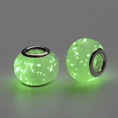 Handmade Luminous Lampwork European Beads LAMP-Q029-35L-1