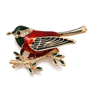 Bird Zinc Alloy Rhinstone Brooches JEWB-V001-04B-1