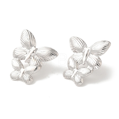 Rack Plating Butterfly Brass Stud Earrings EJEW-B062-36P-1