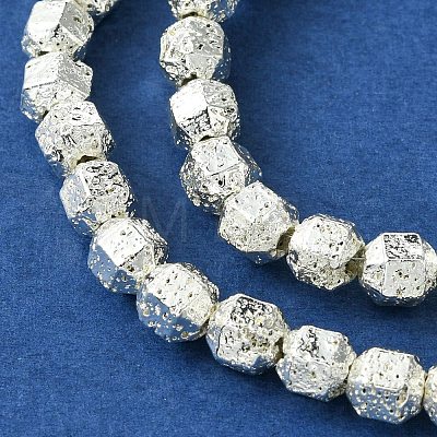 Electroplated Natural Lava Rock Beads Strands G-I360-N01-04-1