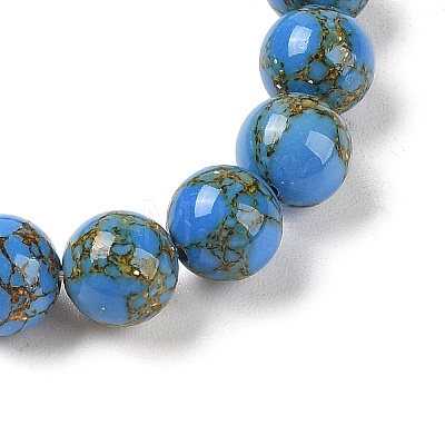 Synthetic Turquoise(Dyed) Round Beaded Stretch Bracelets G-U005-01C-06-1