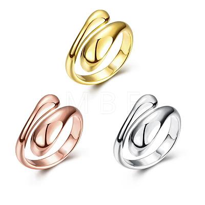 Real Rose Gold Plated Adjustable Brass Finger Rings for Women RJEW-BB07574-B-1