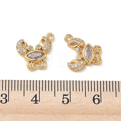 Brass Micro Pave Clear Cubic Zirconia Charms KK-P355-01B-G-1