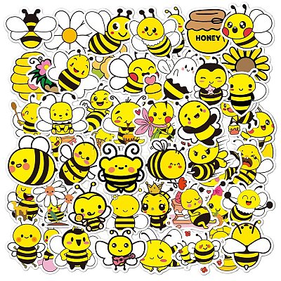 50Pcs PVC Self-Adhesive Cartoon Bees Stickers WG32298-01-1