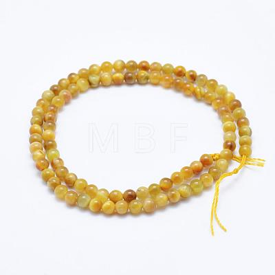 Natural Gold Tiger Eye Beads Strands G-K203-84-4mm-1