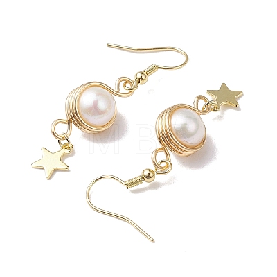Natural Cultured Freshwater Pearl Dangle Earrings EJEW-JE05738-01-1