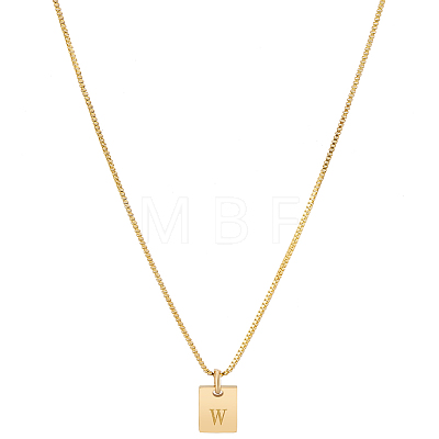 1Pc Stainless Steel Letter Rectangle Pendant Necklaces NJEW-LP0001-34W-G-1