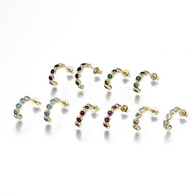 Brass Micro Pave Cubic Zirconia Stud Earrings EJEW-N011-18-NF-1