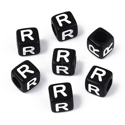 Initial Acrylic Horizontal Hole Beads X-OACR-ZX006-35R-1