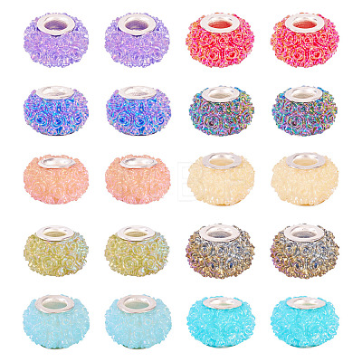 20Pcs AB Color Resin Rose Flower European Beads RESI-TA0004-38-1