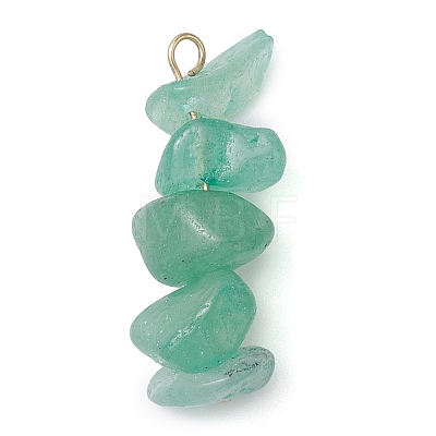 Gradient Color Natural Green Aventurine & Natural Prehnite & Natural Malachite Chip Beaded Pendants PALLOY-JF02795-05-1