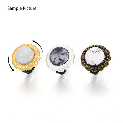 Adjustable Flower Alloy & Iron Bezel Cup Ring Base with Rotatable Tray MAK-T012-07S-1