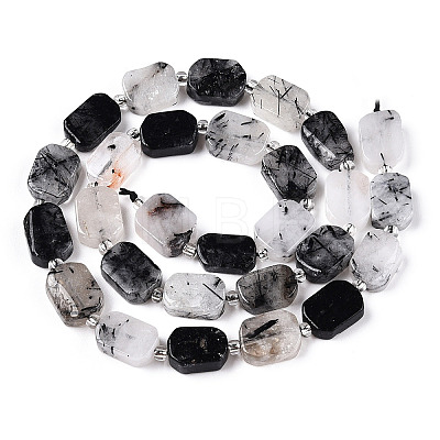 Natural Black Rutilated Quartz Beads Strands G-T138-03-1