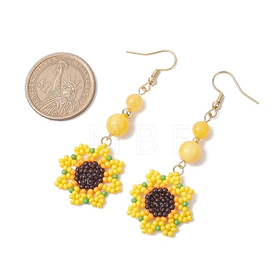 Glass Seed Beads Dangle Earrings EJEW-MZ00328-1