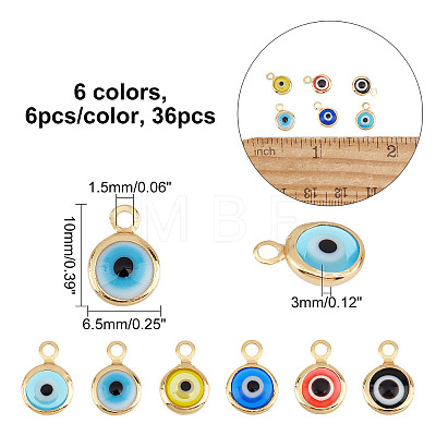 36Pcs 6 Colors Handmade Evil Eye Lampwork Charms FIND-AR0002-02-1