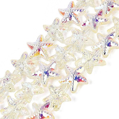 Electroplate Transparent Glass Beads Strands EGLA-Q136-01A-03-1