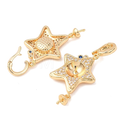 Brass Micro Pave Cubic Zirconia Star Peg Bails KK-A279-01G-1