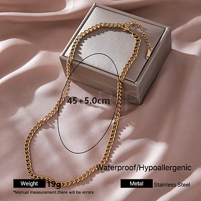 304 Stainless Steel Curb Chain Necklaces for Women PU1491-4-1