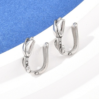 Rose Flower 316 Stainless Steel Clip on Nose Rings AJEW-C044-12AS-1